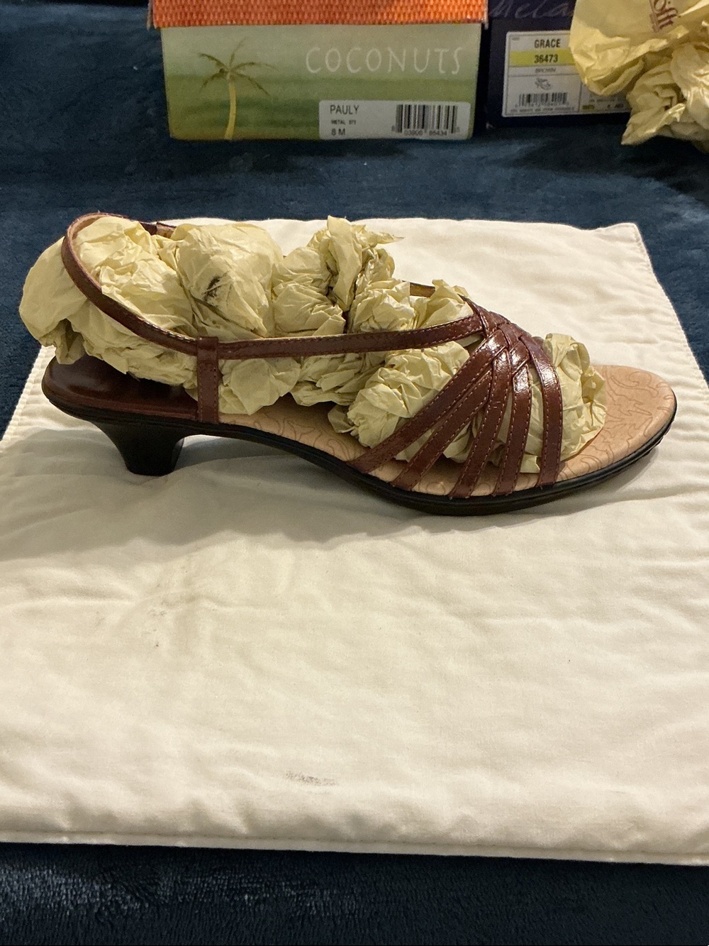 Sofft Brown Strappy Slingback Kitten Heel Sandals